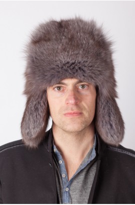 Blue arctic fox fur hat – Russian style